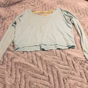Blue long sleeved crop top